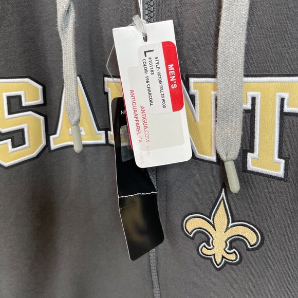 Antigua Men's Full Zip Licensed Hoodie New Orleans Saints NWT - Picture 4 of 6